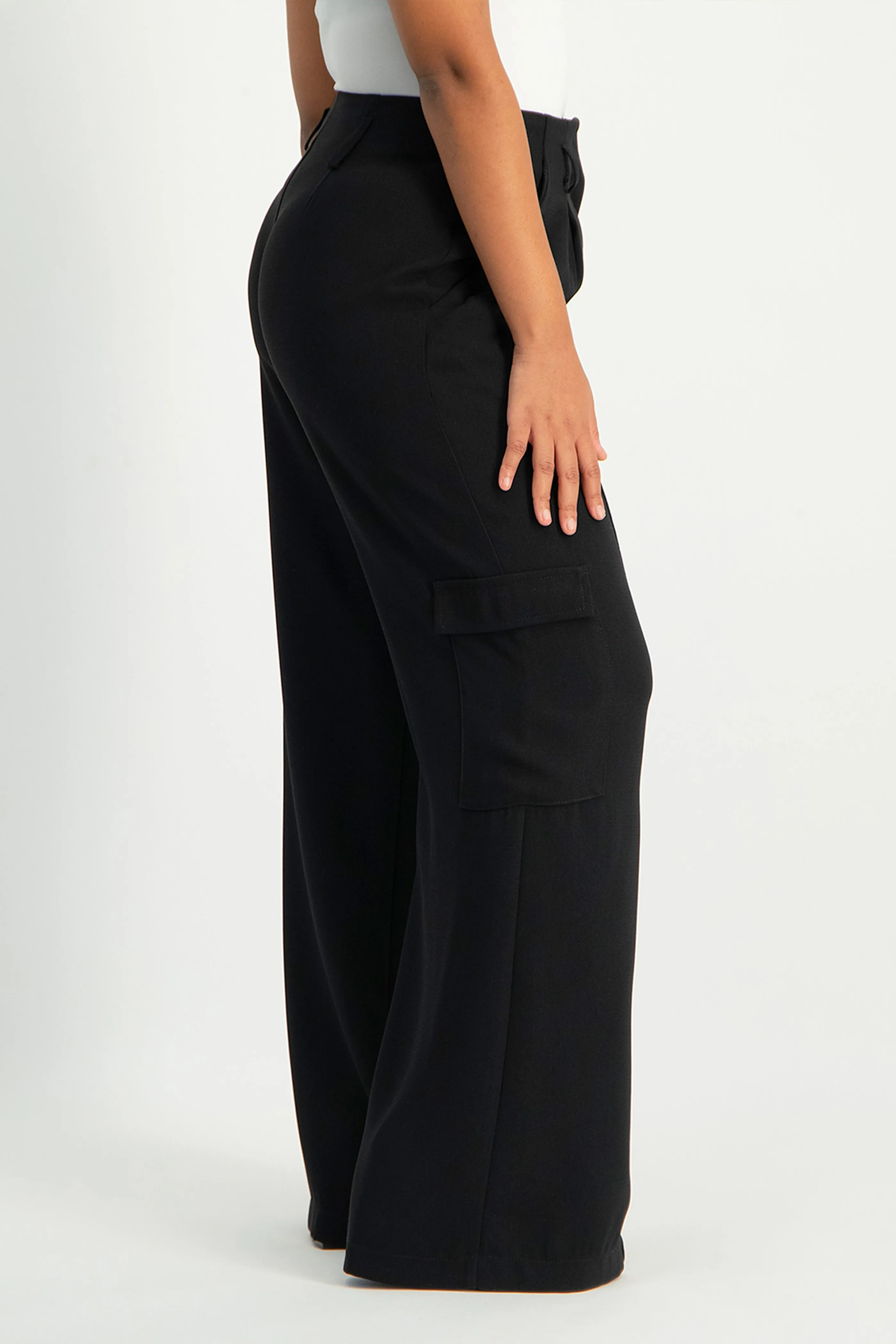 Taytum Wide Leg Cargo Suit Pant - Black