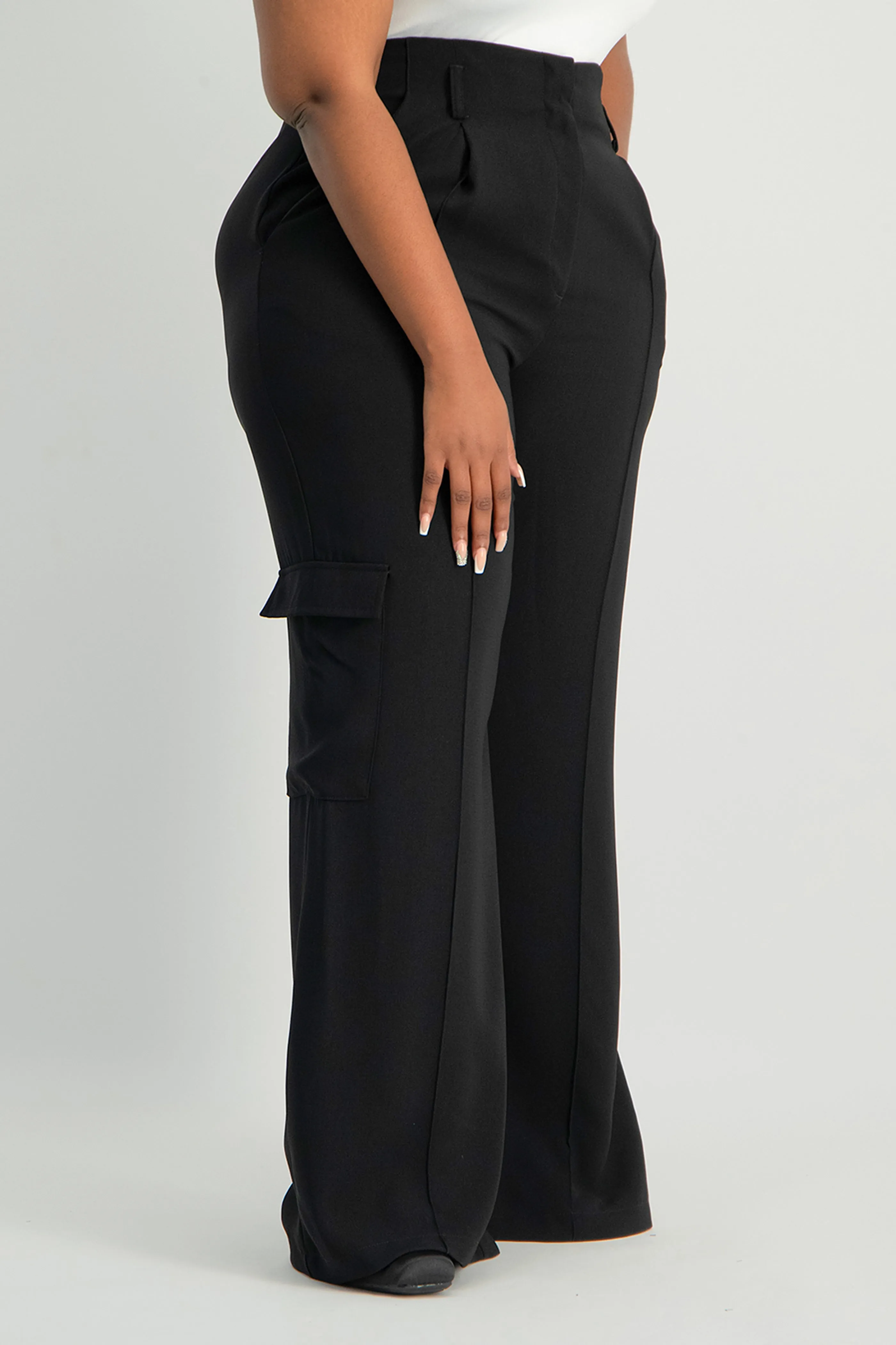 Taytum Wide Leg Cargo Suit Pant - Black
