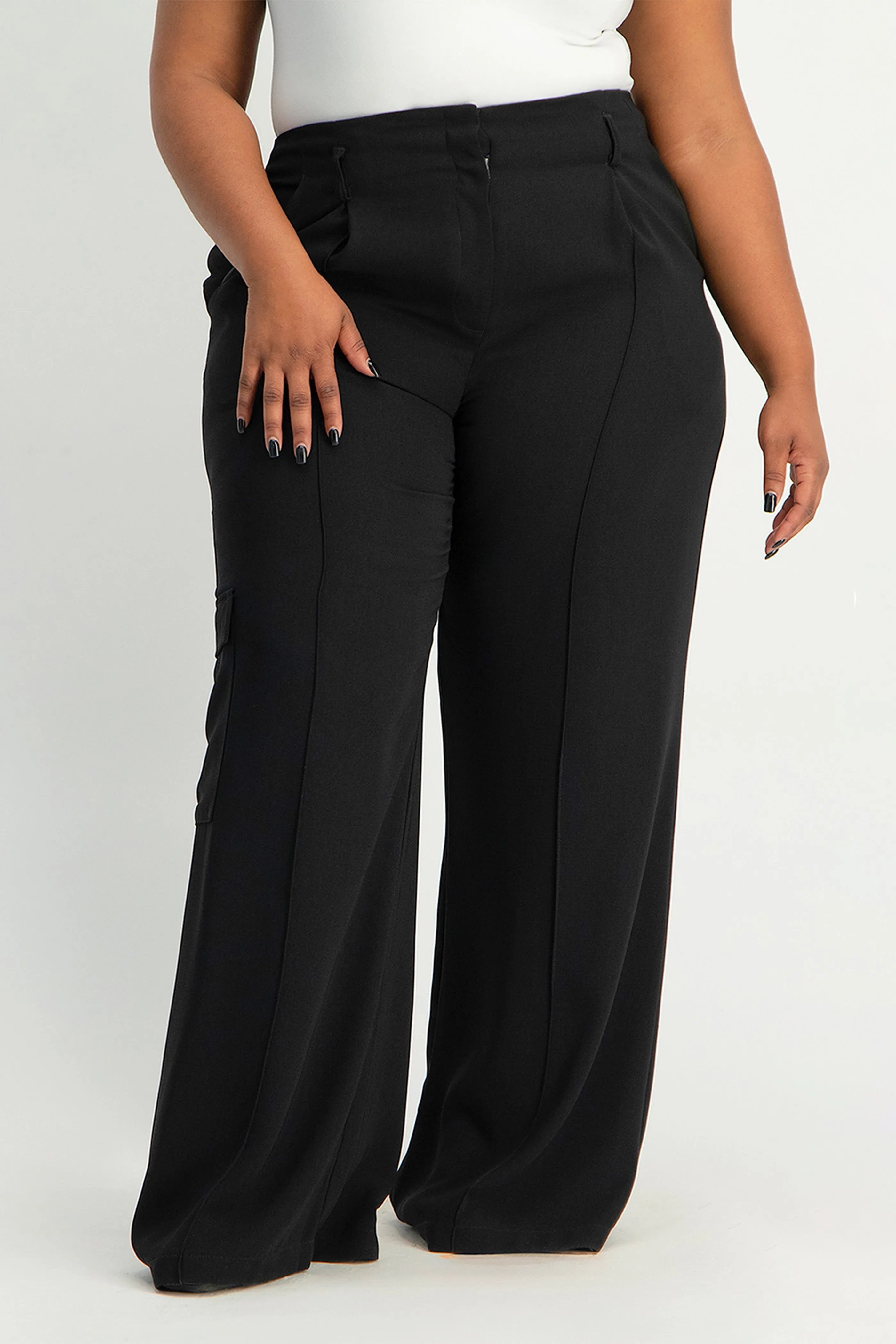 Taytum Wide Leg Cargo Suit Pant - Black