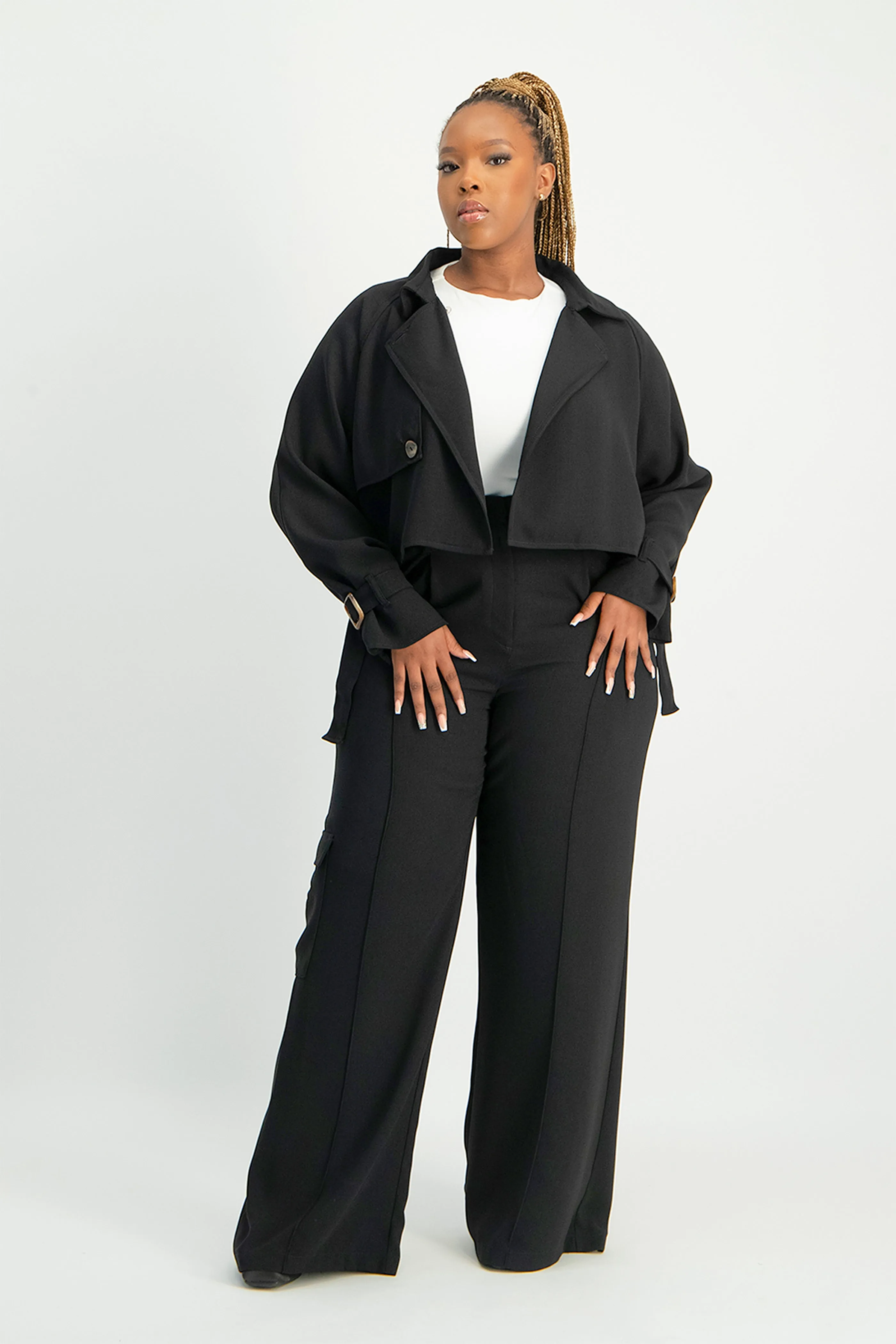 Taytum Wide Leg Cargo Suit Pant - Black