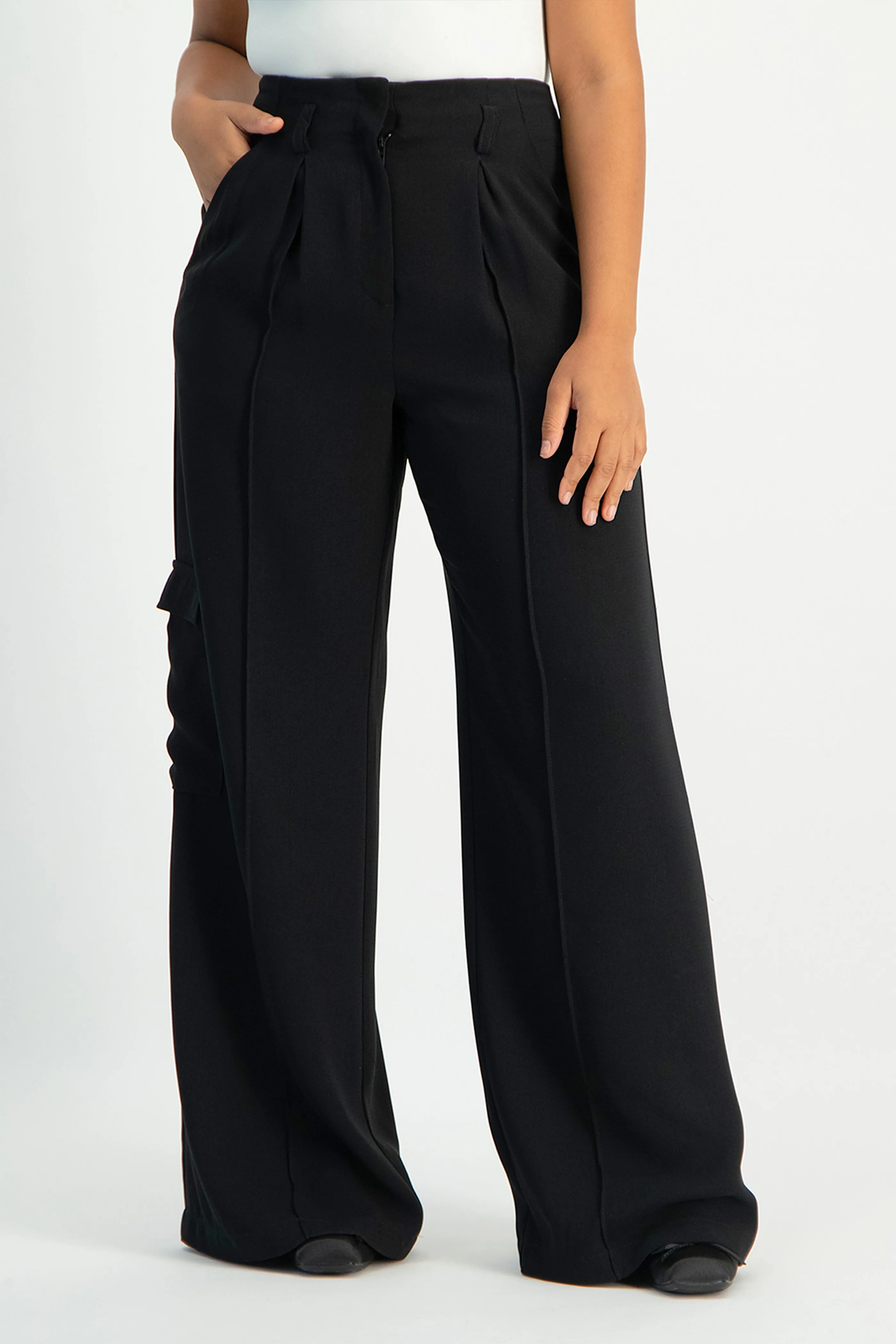 Taytum Wide Leg Cargo Suit Pant - Black