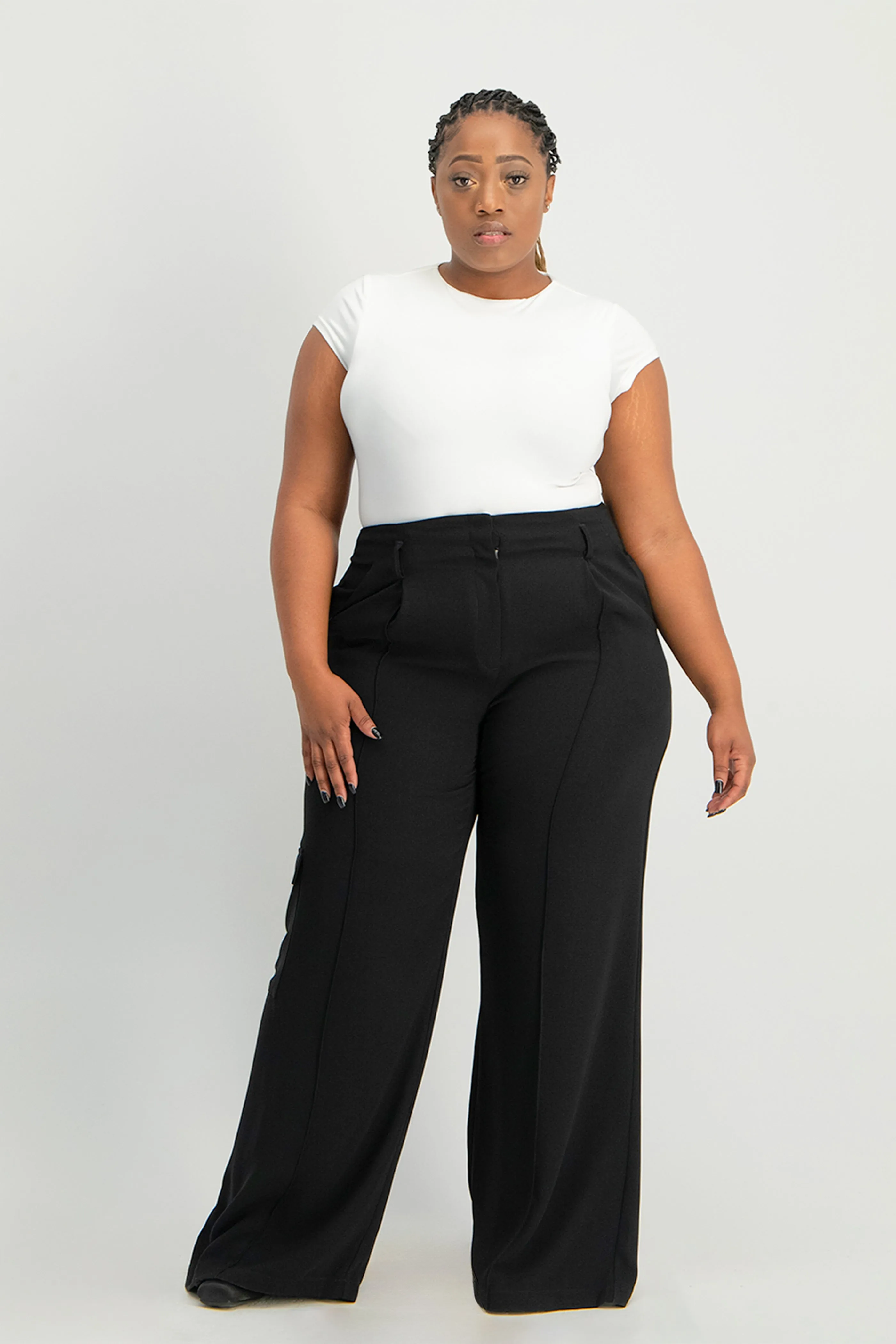 Taytum Wide Leg Cargo Suit Pant - Black