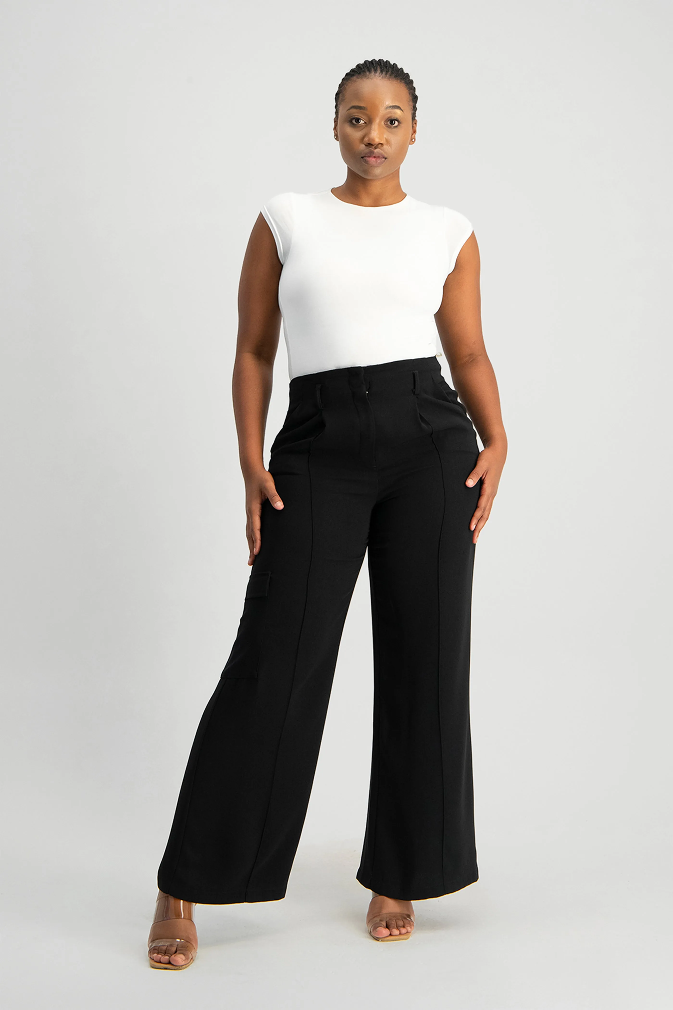 Taytum Wide Leg Cargo Suit Pant - Black