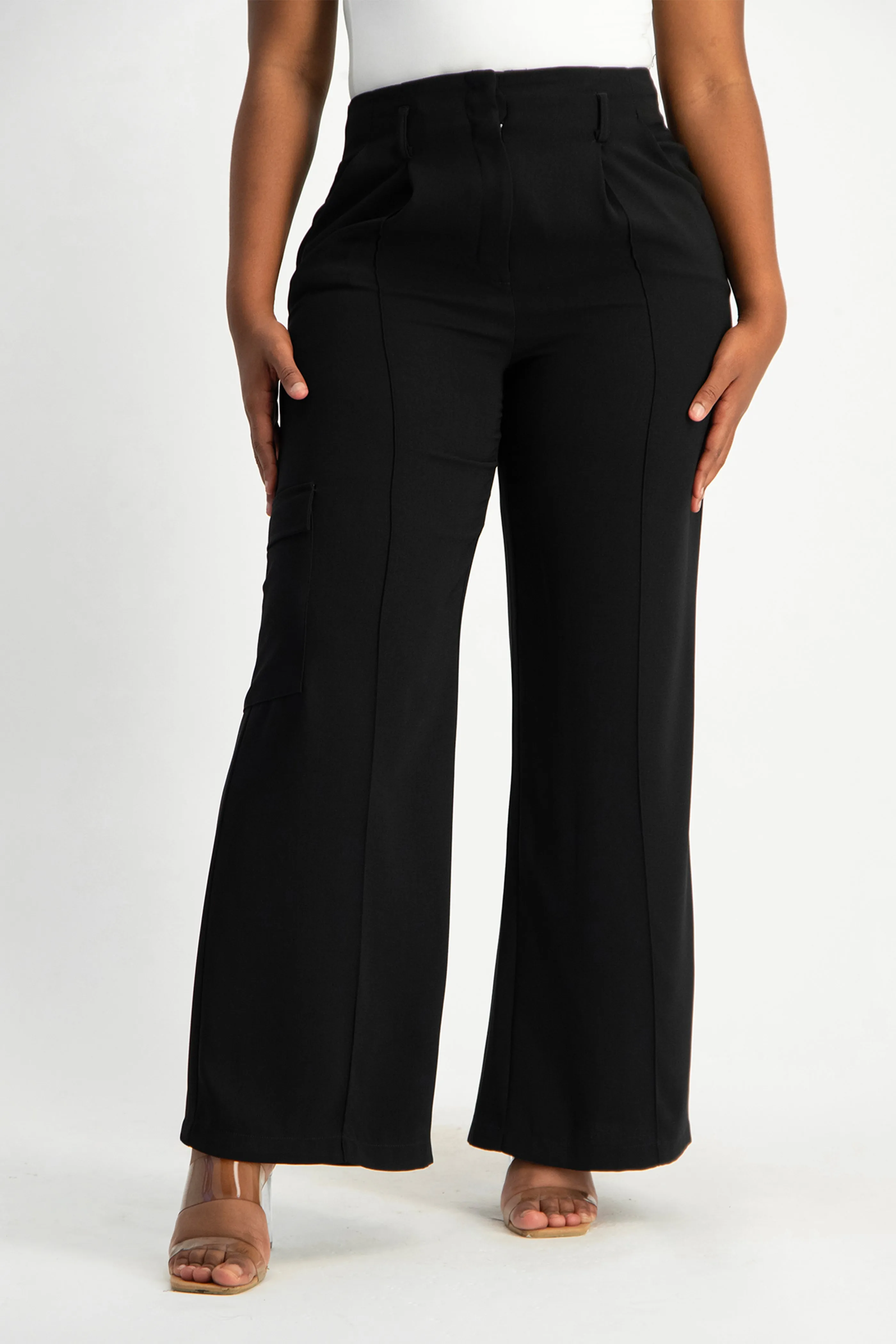 Taytum Wide Leg Cargo Suit Pant - Black