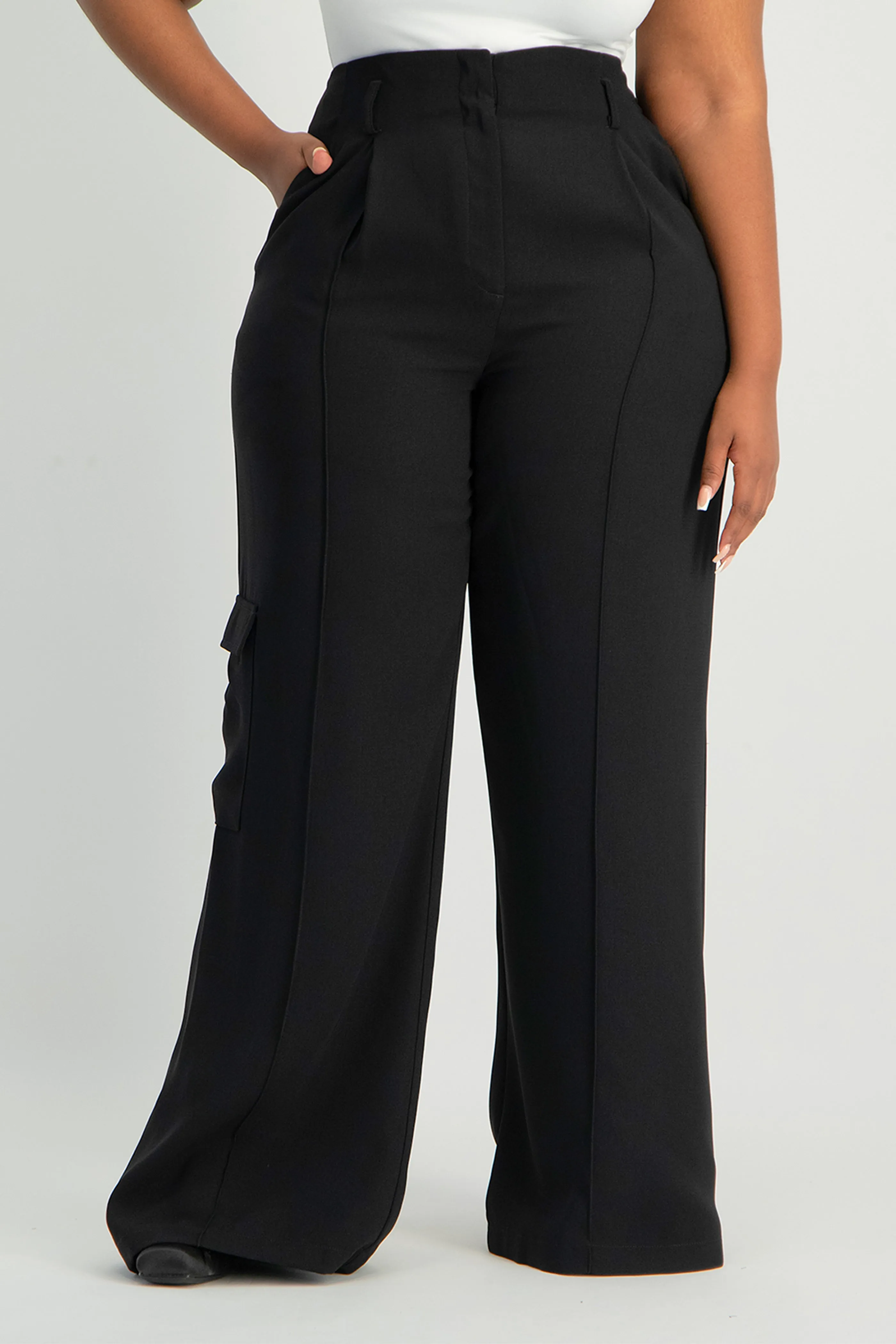 Taytum Wide Leg Cargo Suit Pant - Black