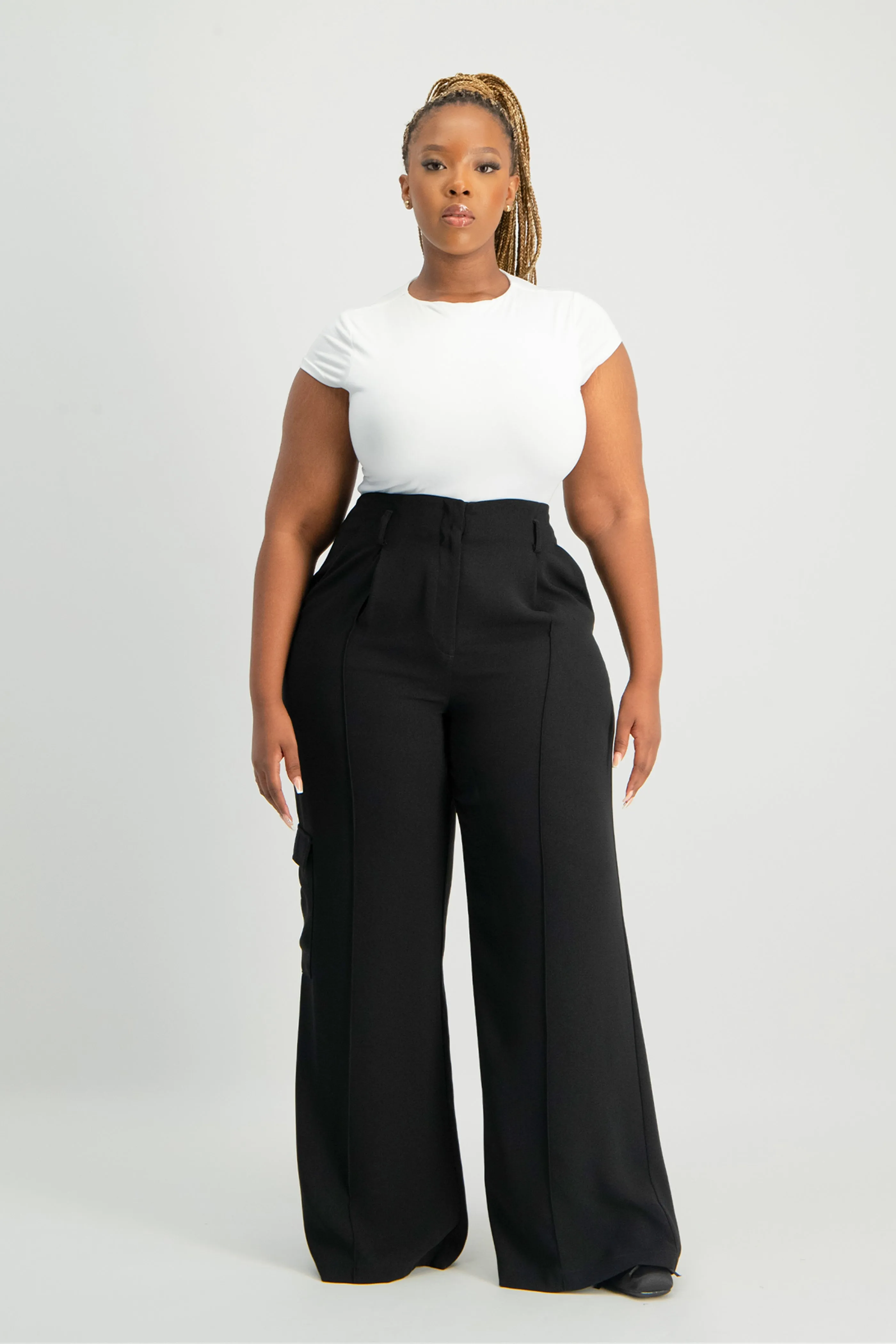 Taytum Wide Leg Cargo Suit Pant - Black