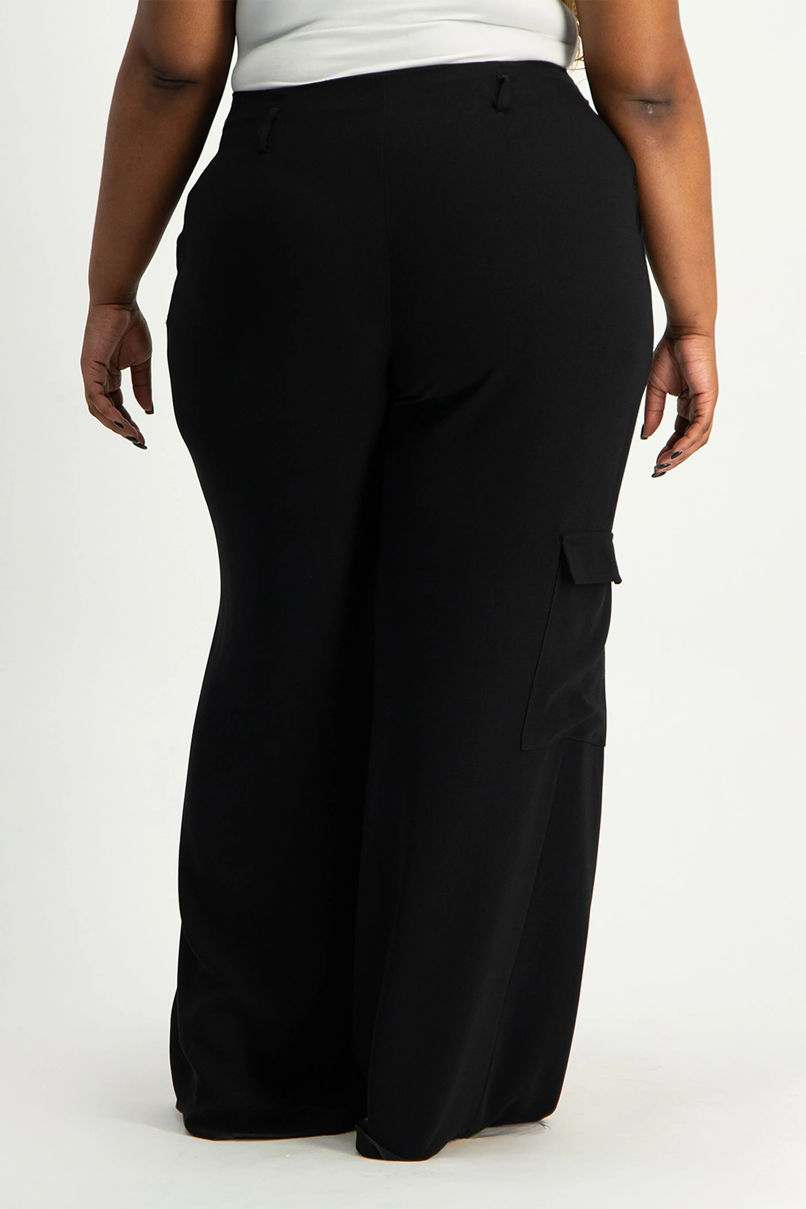 Taytum Wide Leg Cargo Suit Pant - Black