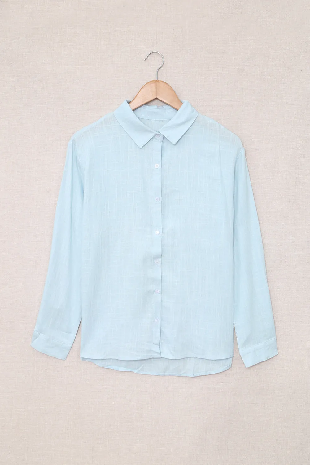 Textured Solid Color Basic Shirt for Women