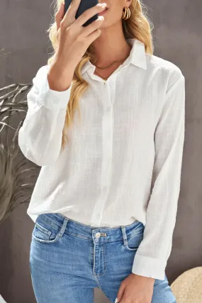 Textured Solid Color Basic Shirt for Women