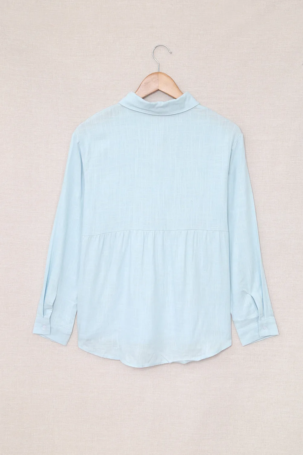 Textured Solid Color Basic Shirt for Women