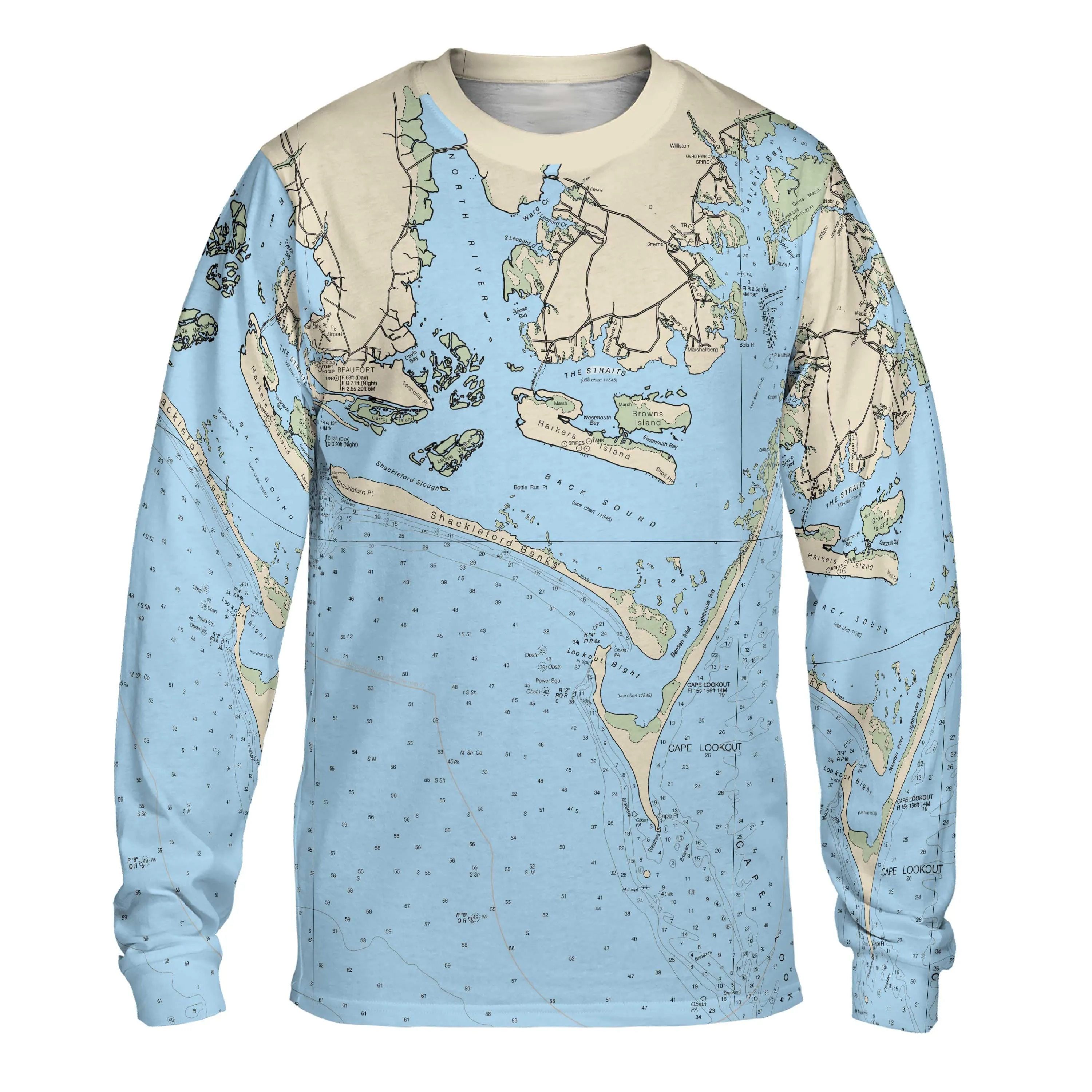 The Cape Lookout and Beaufort North Carolina Long Sleeve Tee