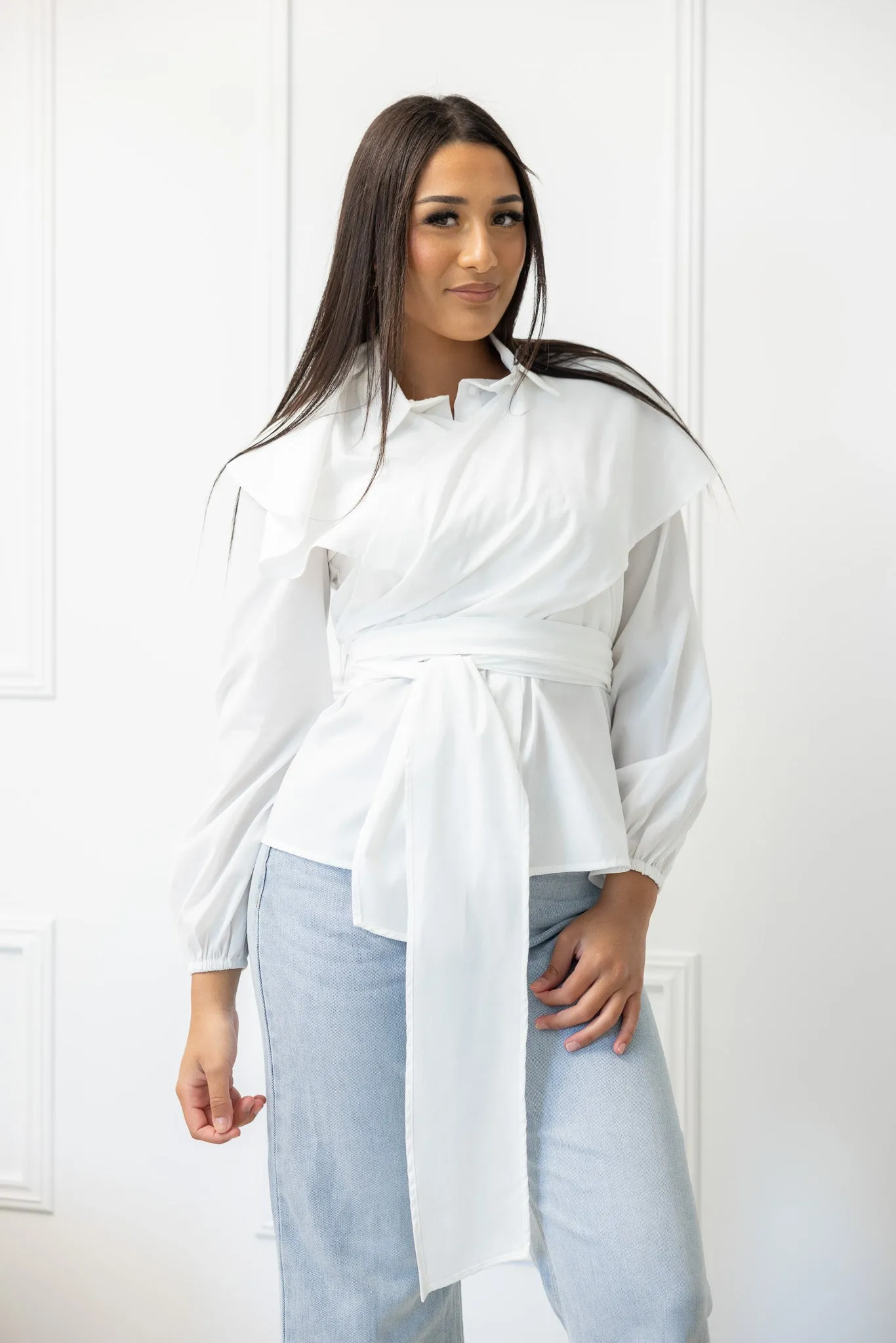 The Crescent Sakura Wrap Detailed Shirt