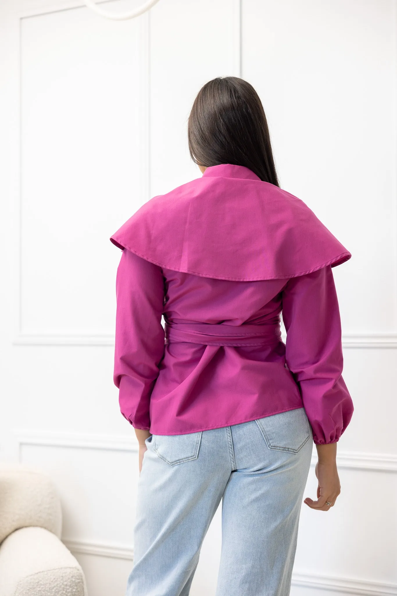 The Crescent Sakura Wrap Detailed Shirt