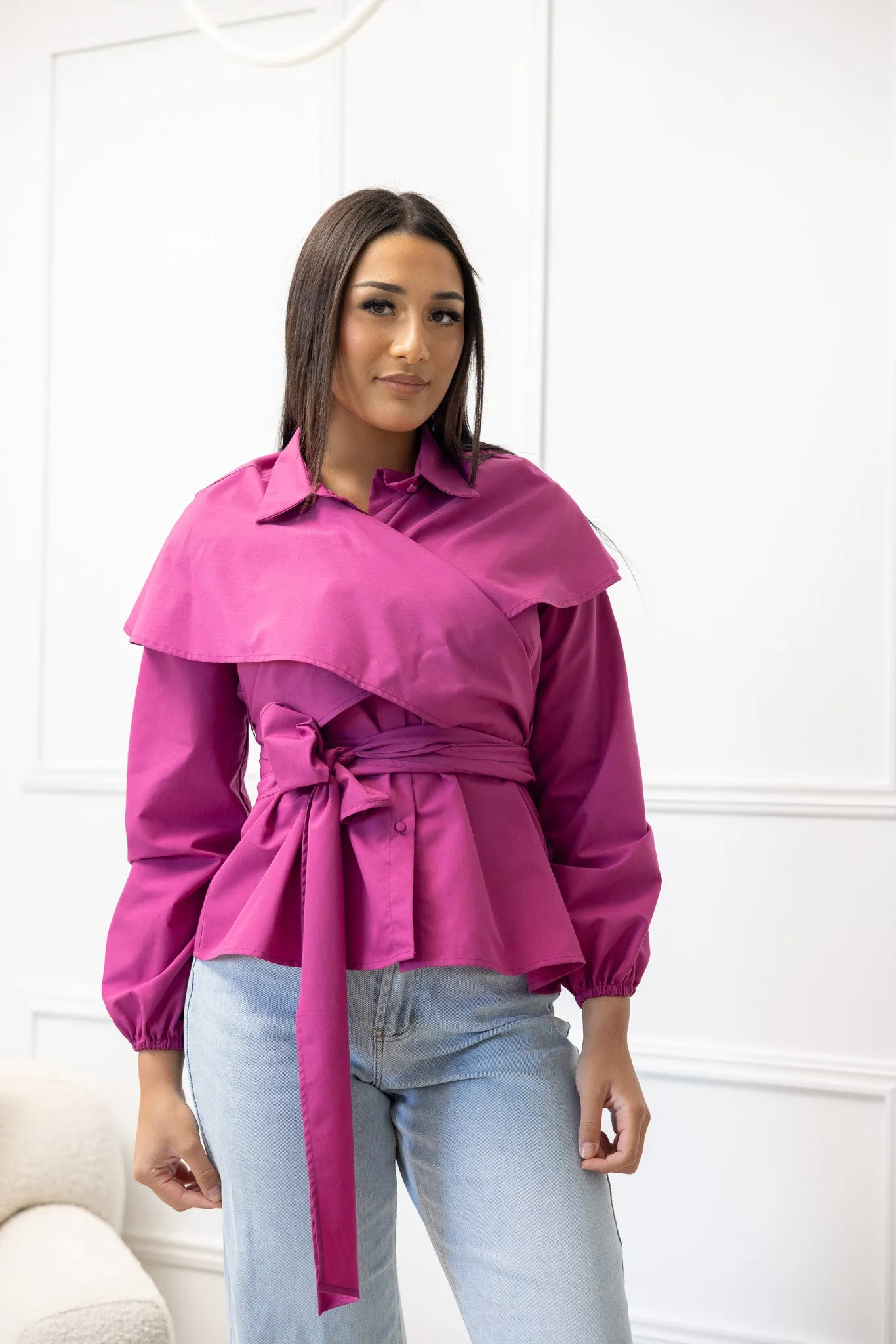The Crescent Sakura Wrap Detailed Shirt