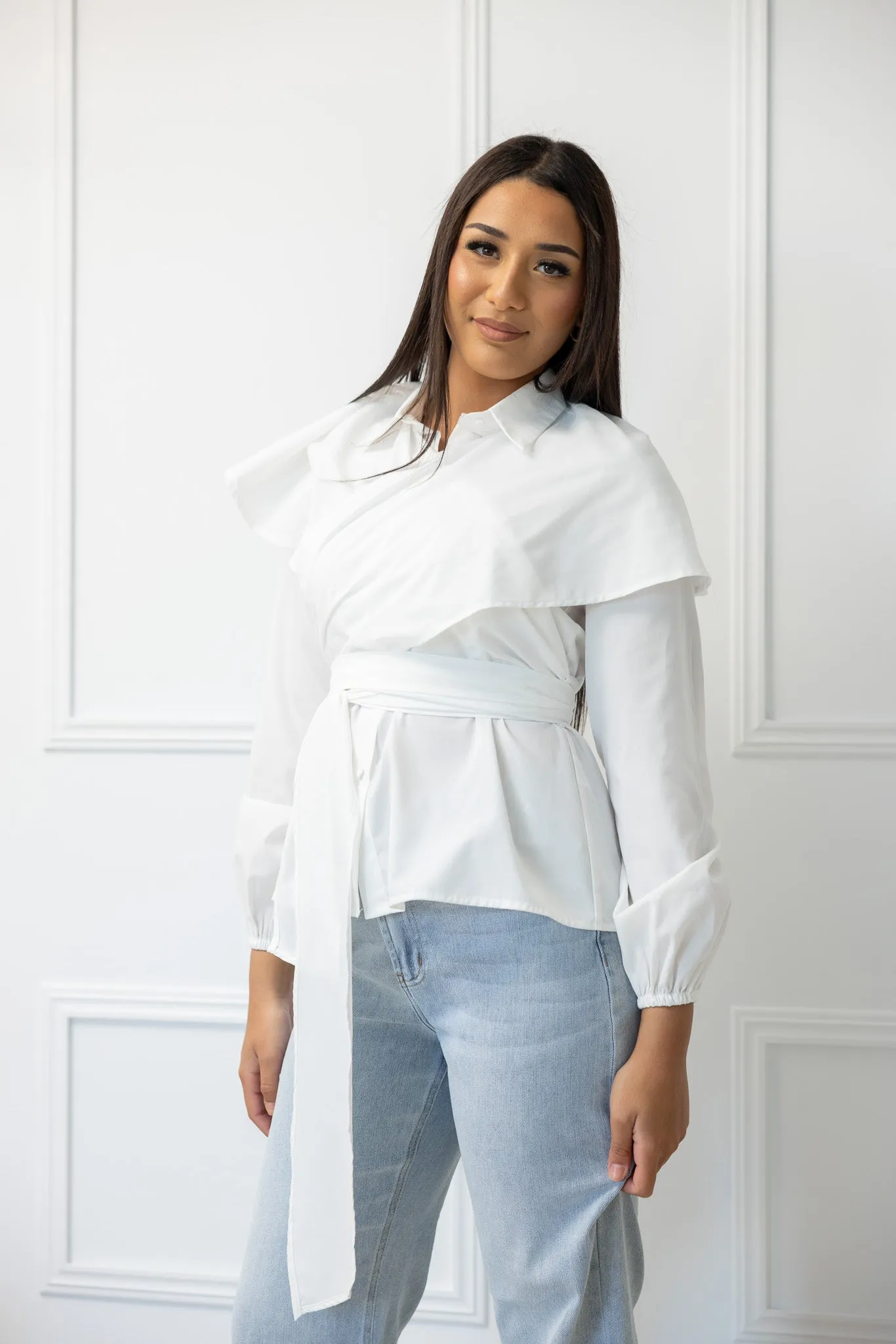 The Crescent Sakura Wrap Detailed Shirt