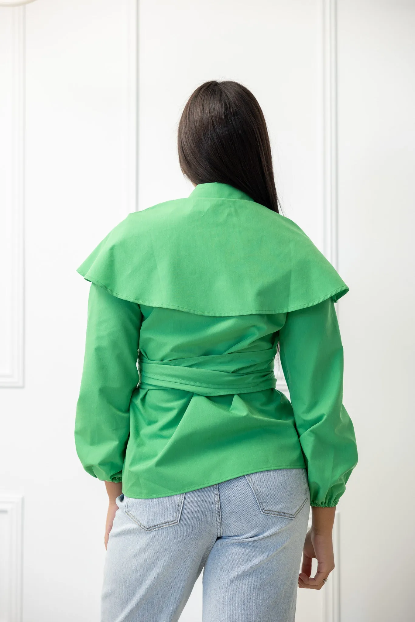 The Crescent Sakura Wrap Detailed Shirt