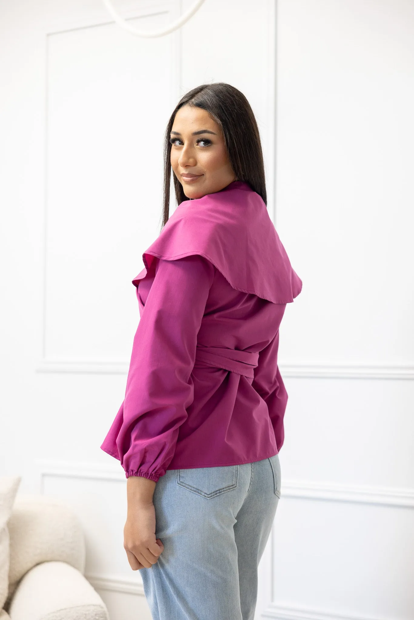 The Crescent Sakura Wrap Detailed Shirt