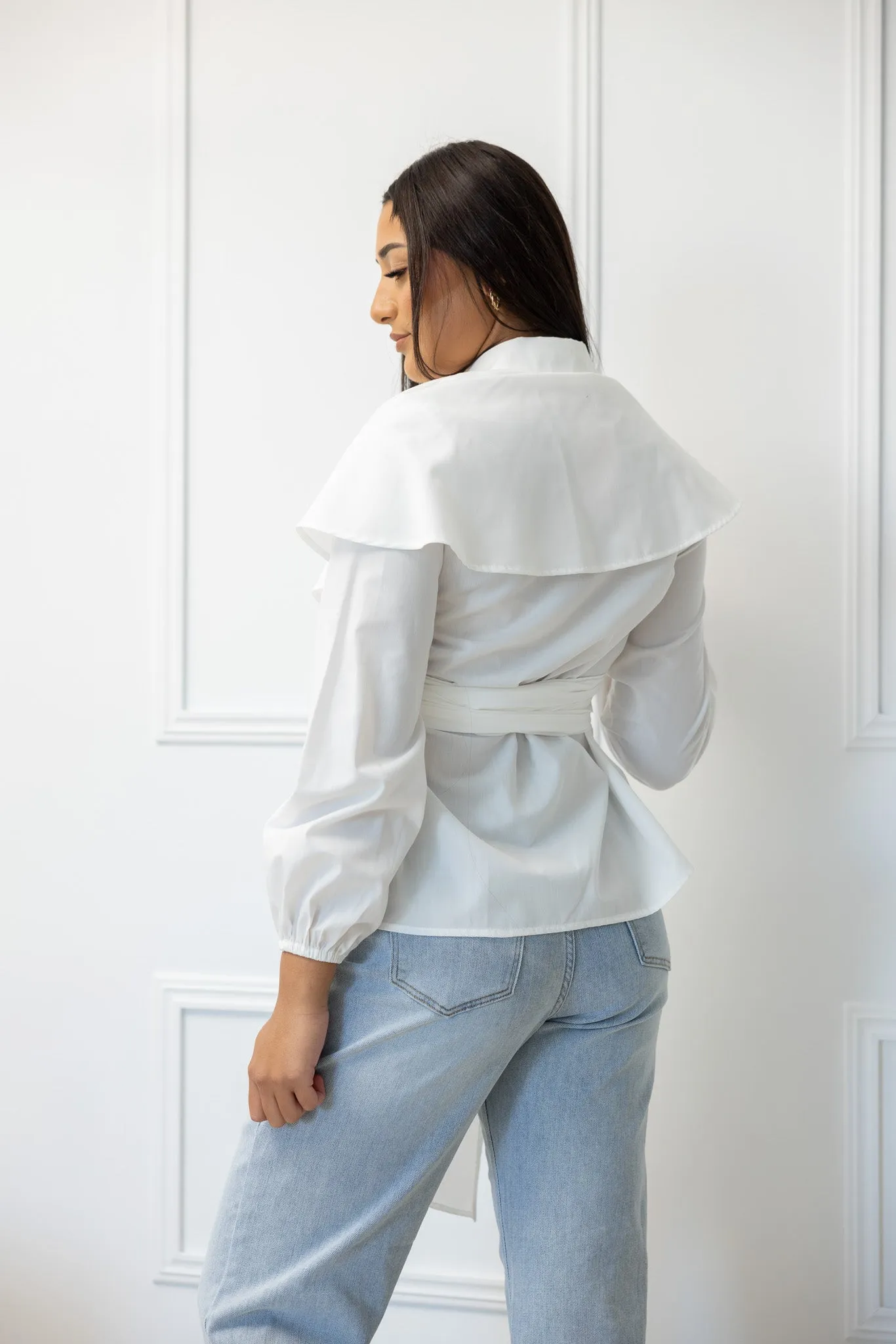 The Crescent Sakura Wrap Detailed Shirt