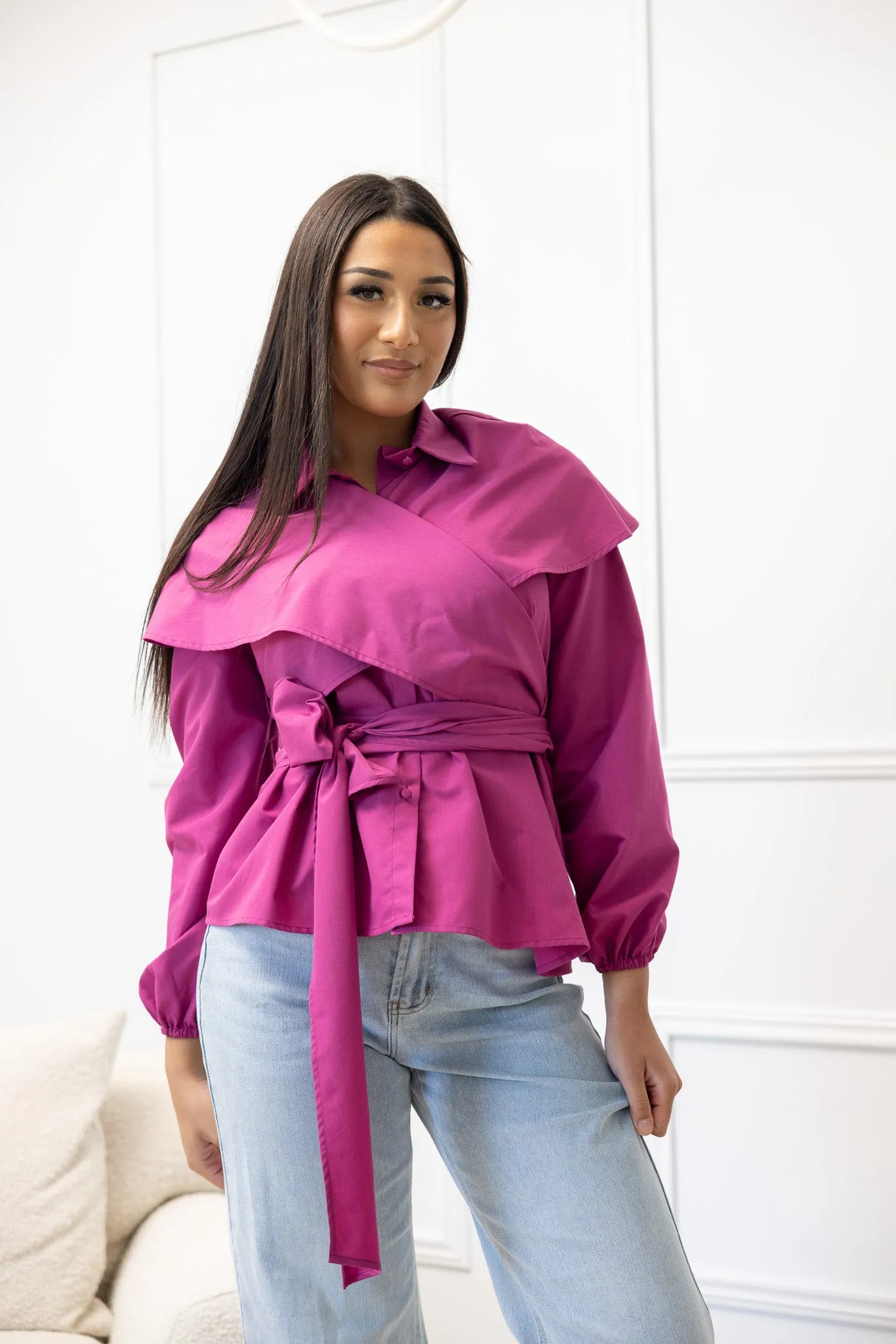 The Crescent Sakura Wrap Detailed Shirt