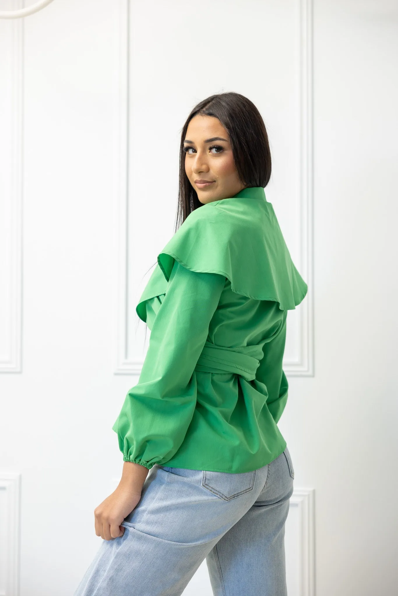 The Crescent Sakura Wrap Detailed Shirt