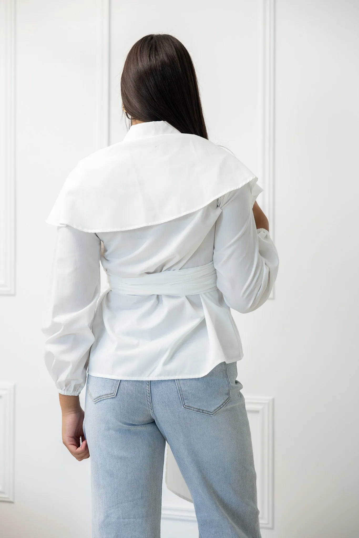 The Crescent Sakura Wrap Detailed Shirt