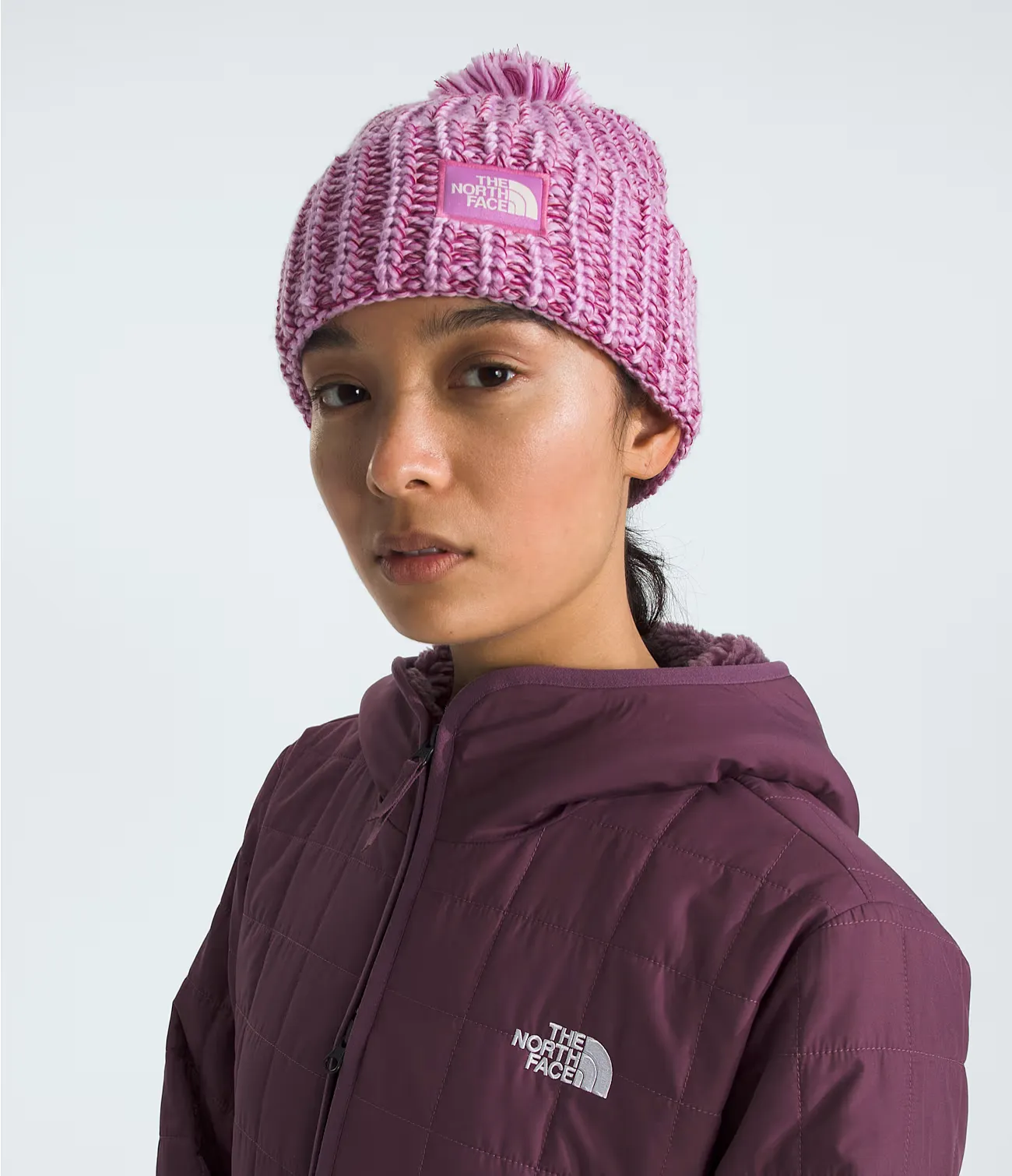 The North Face Cozy Chunky Cabin Beanie in Dragonfruit/Deep Mulberry/Beetroot/Mauve
