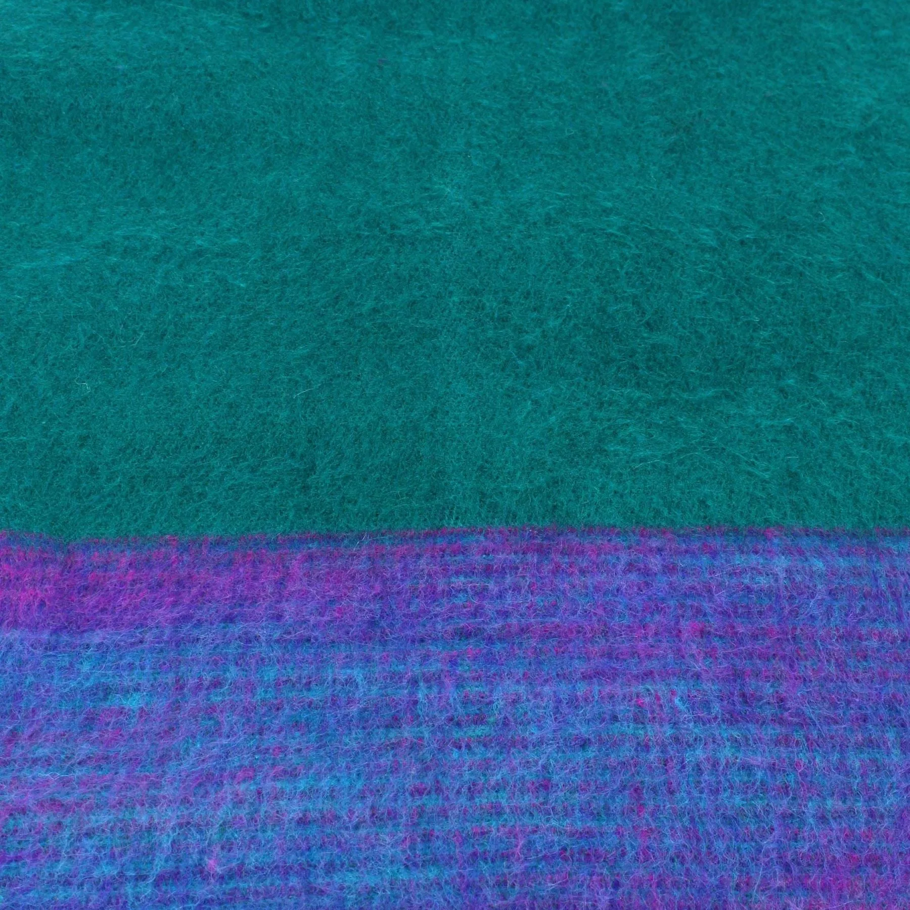 Tibetan Wool Blend Shawl Blanket - Teal with Purple Reverse