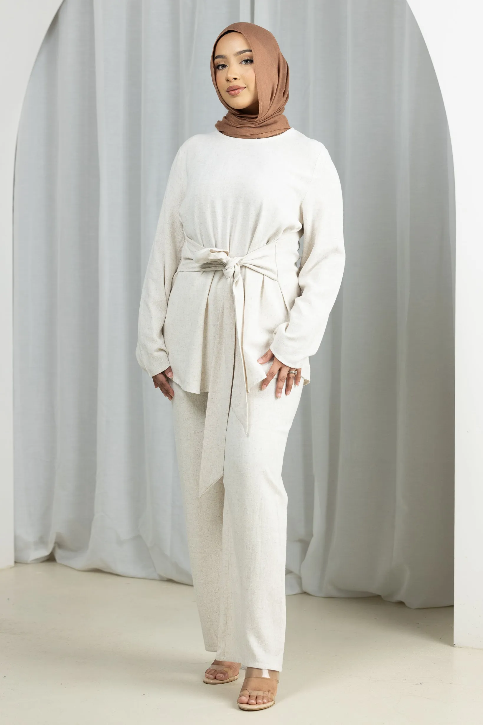 Tiya Tie Front Linen Set