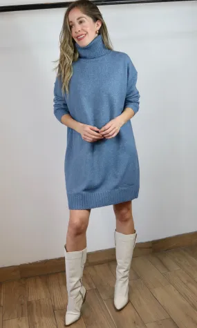 Turtleneck Loose Fit Knit Sweater Dress