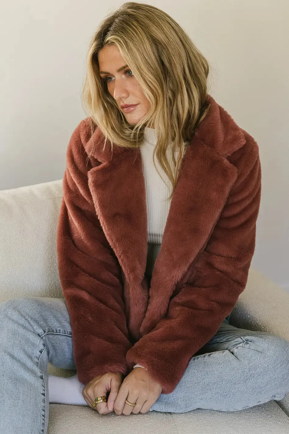 Up All Night Faux Fur Jacket in Rose