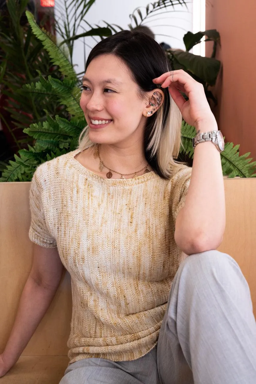 Vertiligne | Pullover short sleeves - Free knitting pattern