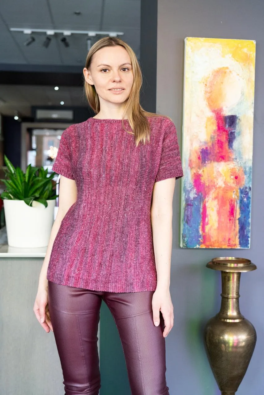 Vertiligne | Pullover short sleeves - Free knitting pattern