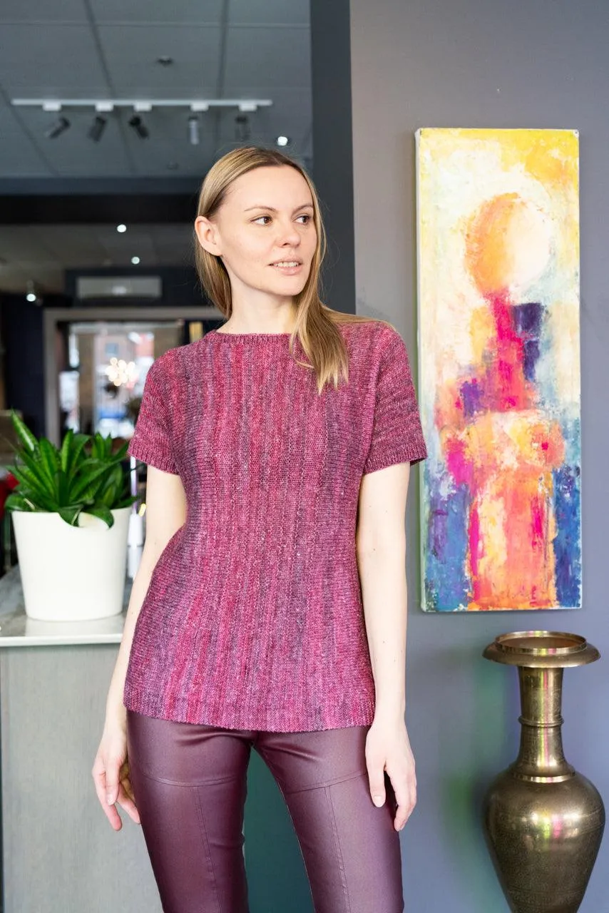 Vertiligne | Pullover short sleeves - Free knitting pattern