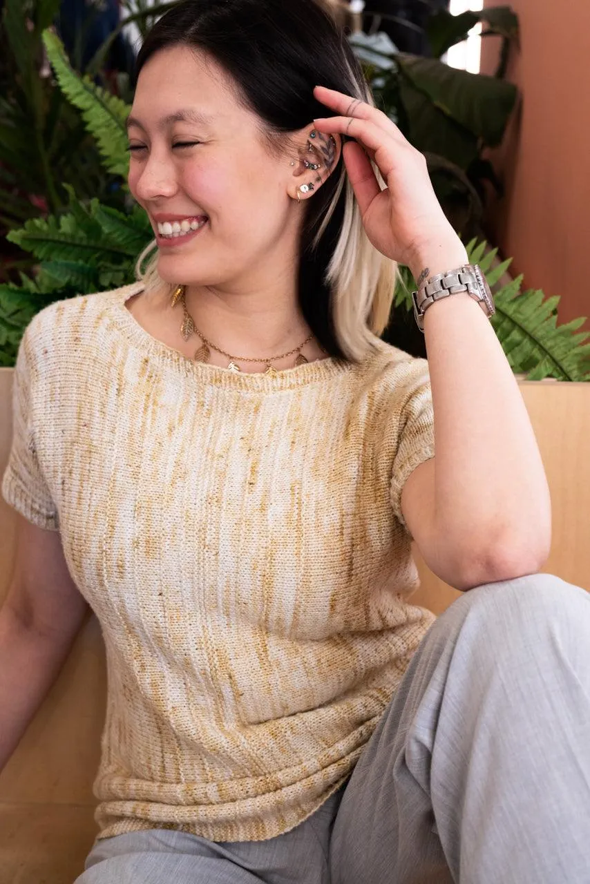 Vertiligne | Pullover short sleeves - Free knitting pattern