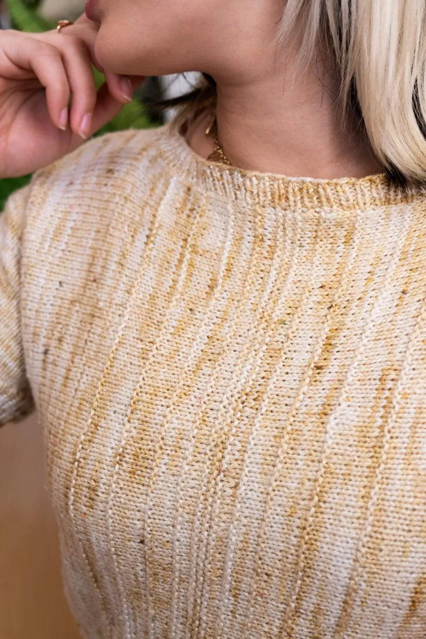 Vertiligne | Pullover short sleeves - Free knitting pattern