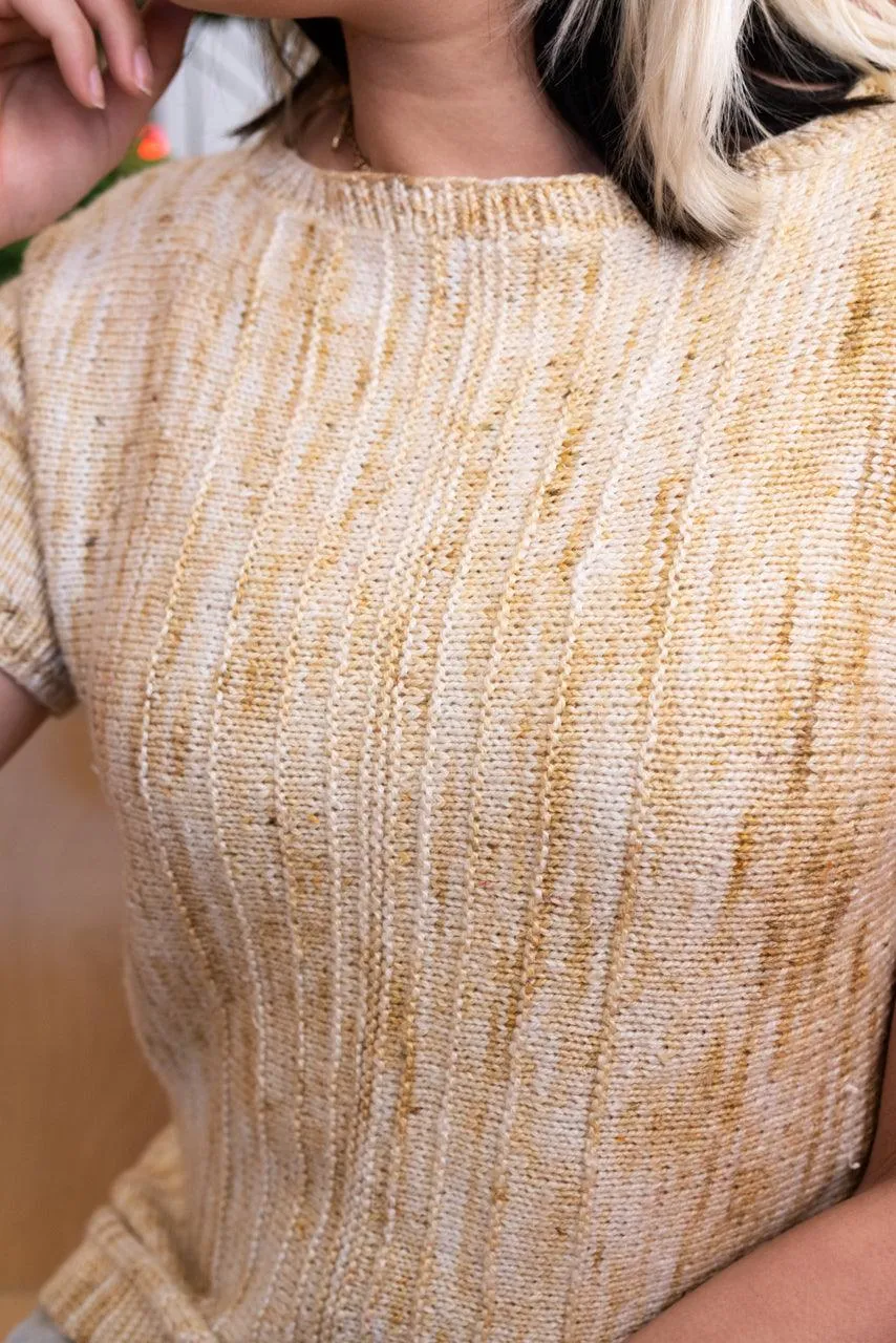 Vertiligne | Pullover short sleeves - Free knitting pattern