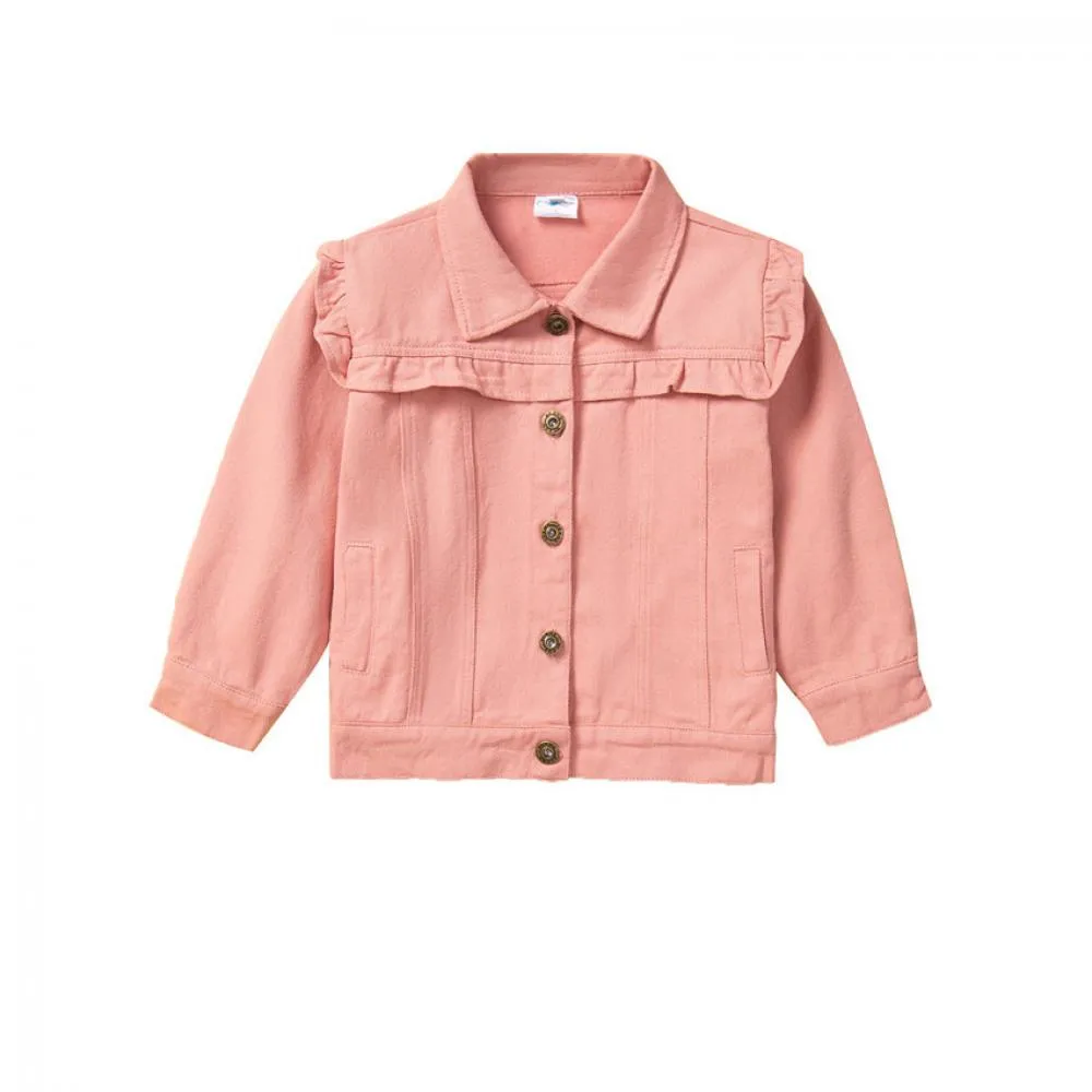 Western Style Toddler Girls Pink Denim Jacket Wholesale Girls Clothes