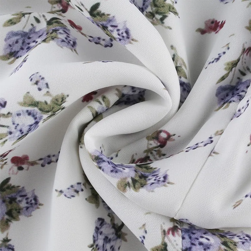 White Floral Bandage Ruched Office Puff  Sleeve High Street A line Summer Casual Mini Dress