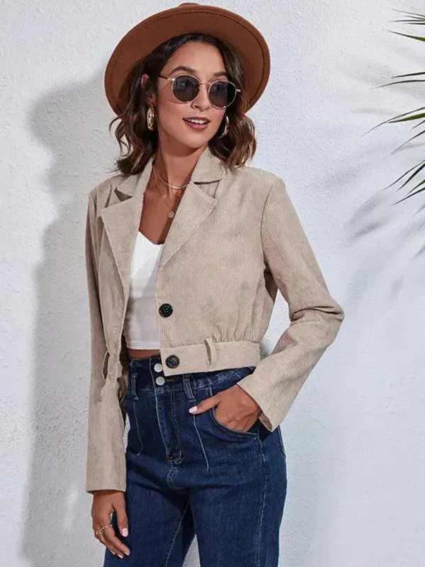 Women Corduroy Crop Jacket