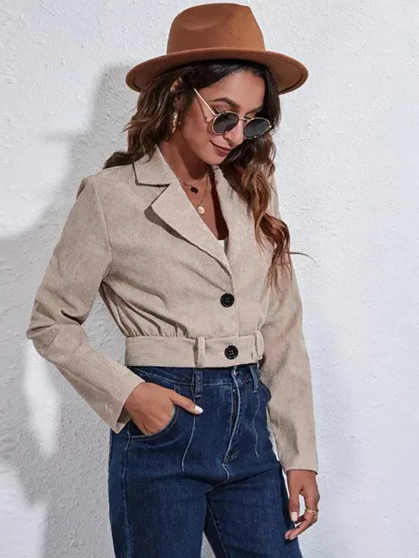 Women Corduroy Crop Jacket