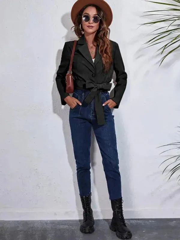 Women Corduroy Crop Jacket