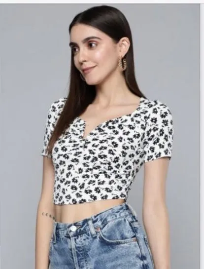 Women print crop top