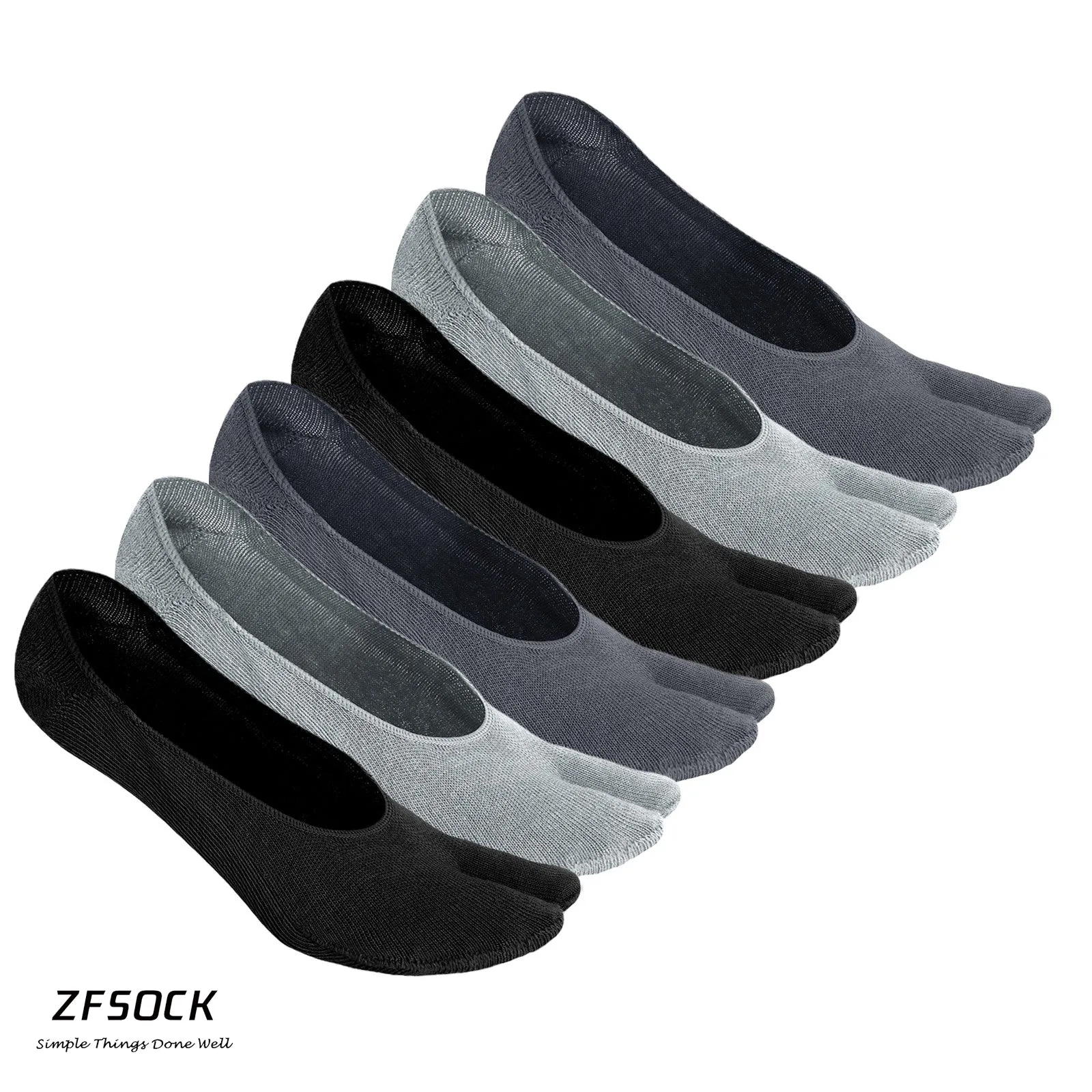 Zfsock's Plain Cotton No-show socks, 6 Pairs